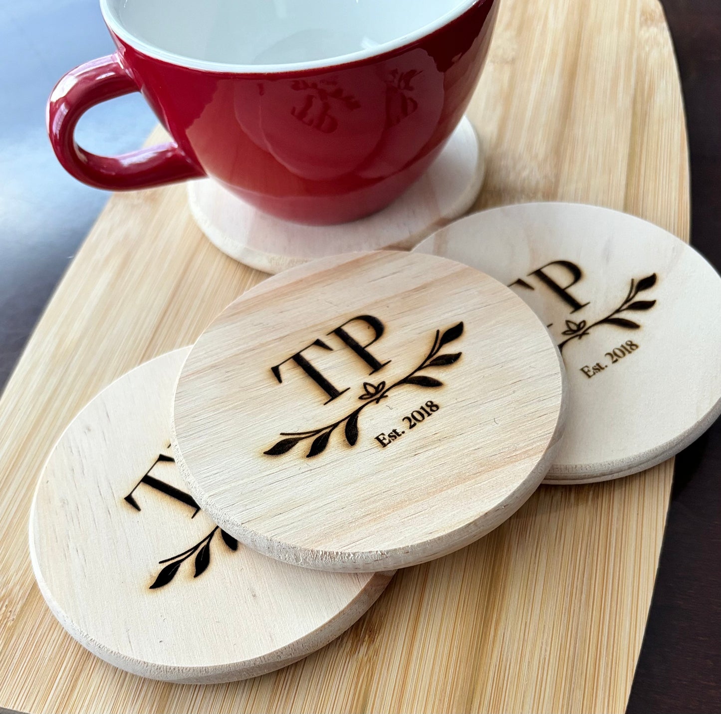 Personalized Round wood coaster